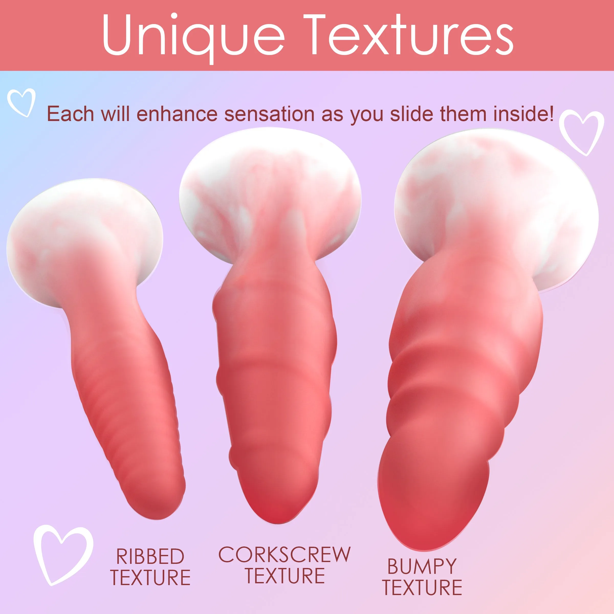 3 Piece Butt Plug Set - Pink