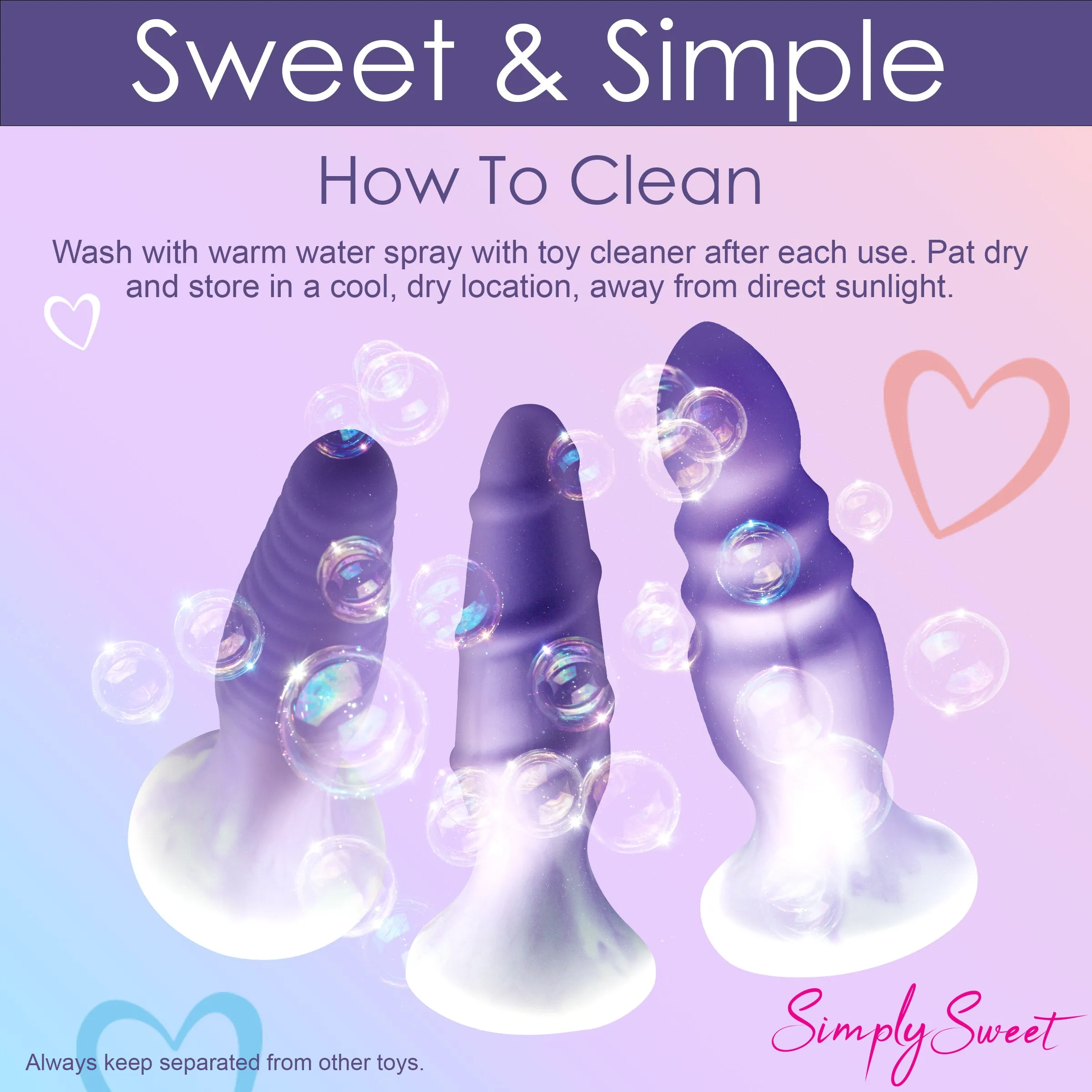 3 Piece Butt Plug Set - Purple