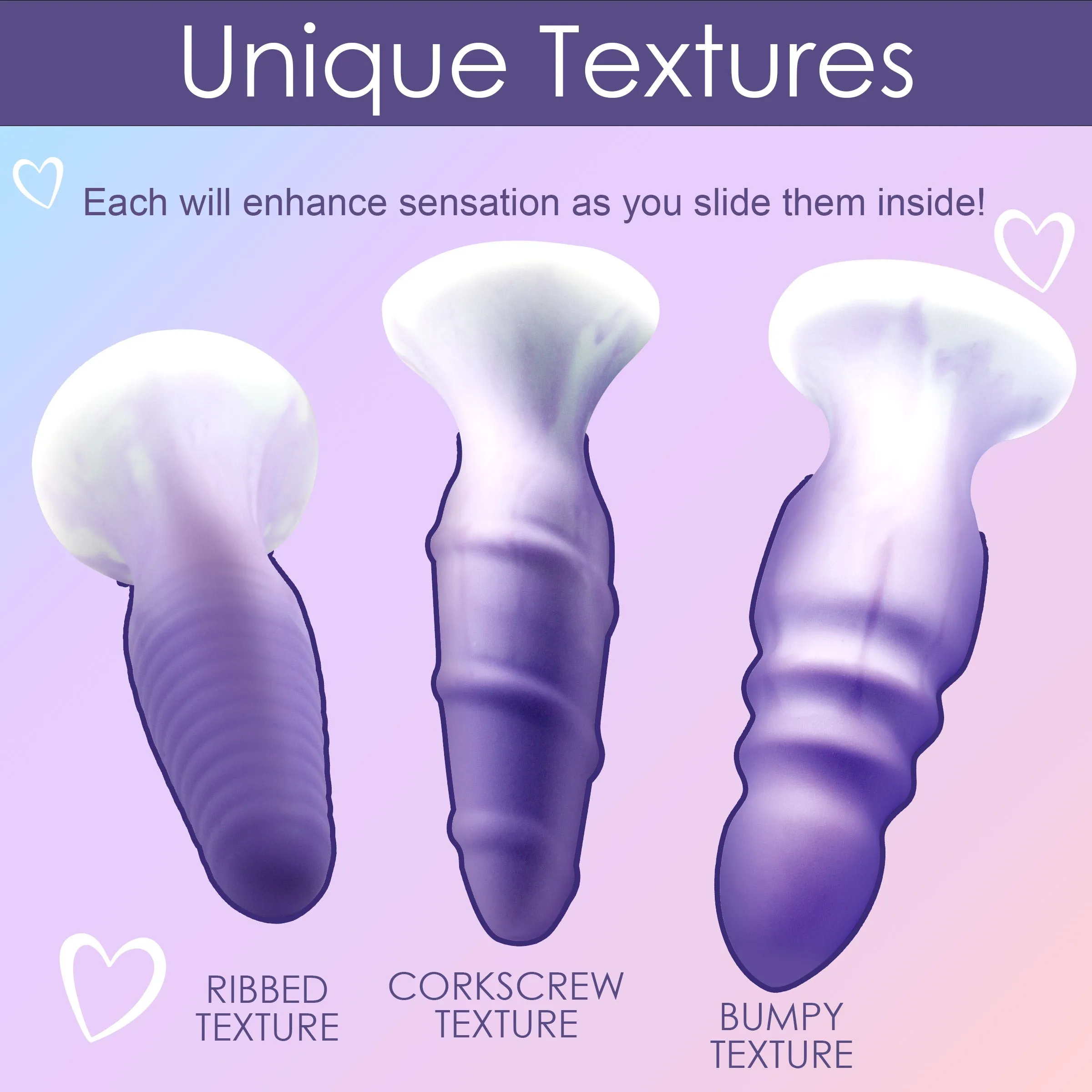 3 Piece Butt Plug Set - Purple