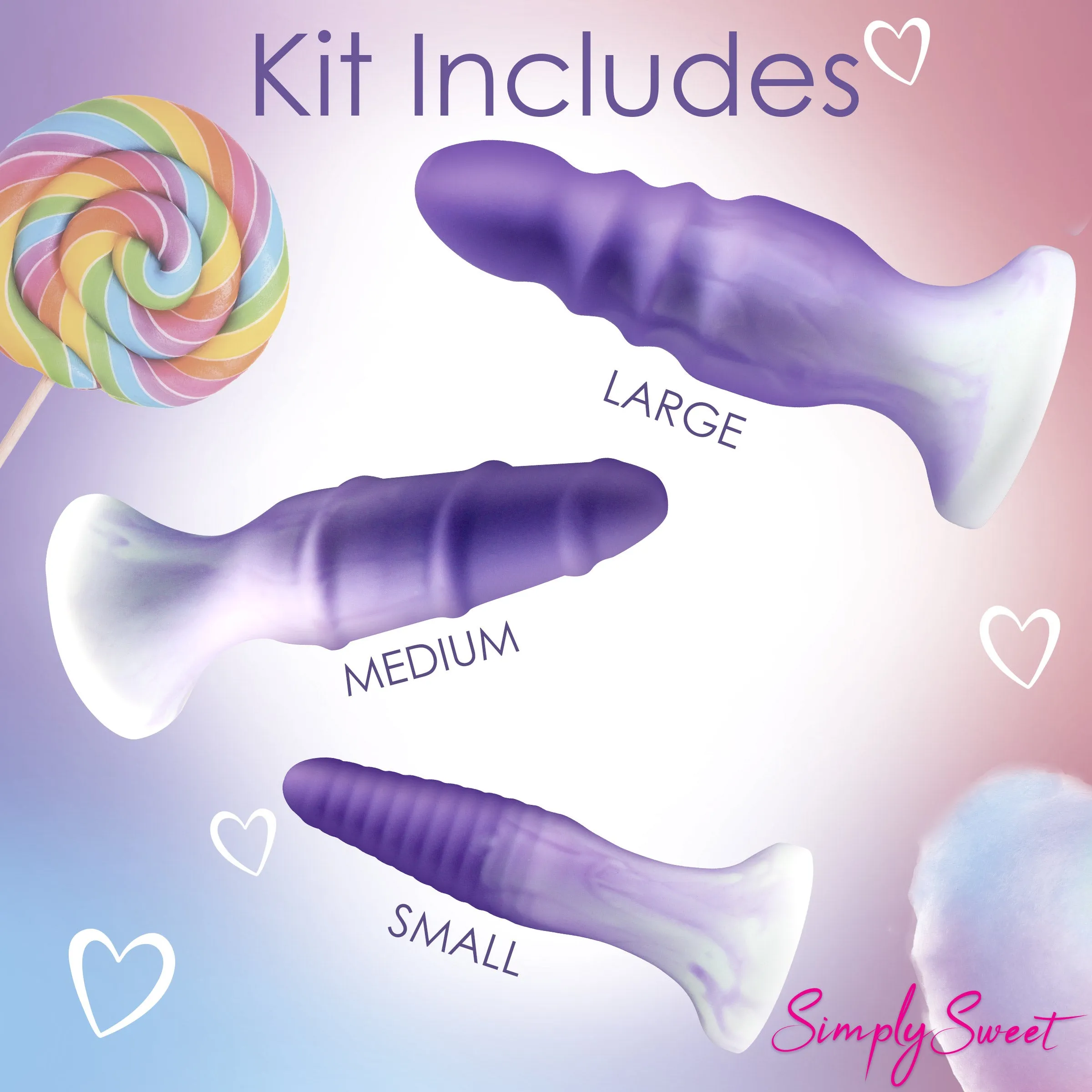 3 Piece Butt Plug Set - Purple