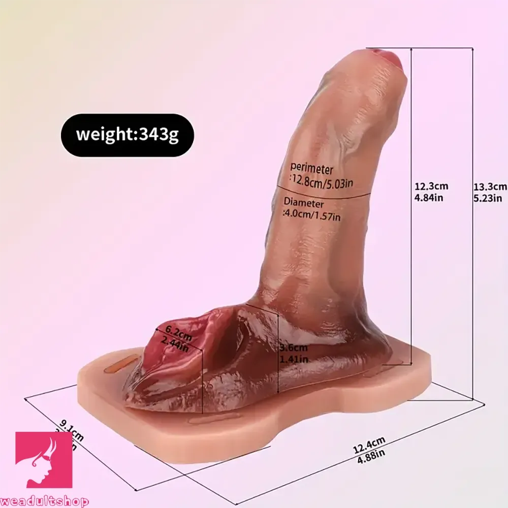 5.23in Realistic Uncut Foreskin Grinder Soft Dildo With Webbing Straps