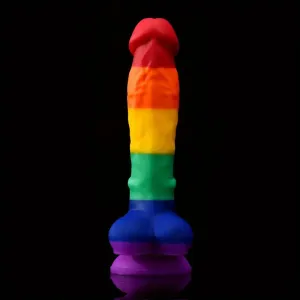 8.27in Rainbow Color Realistic Dildo Liquid Silicone Sex Toy Anal Butt Plug