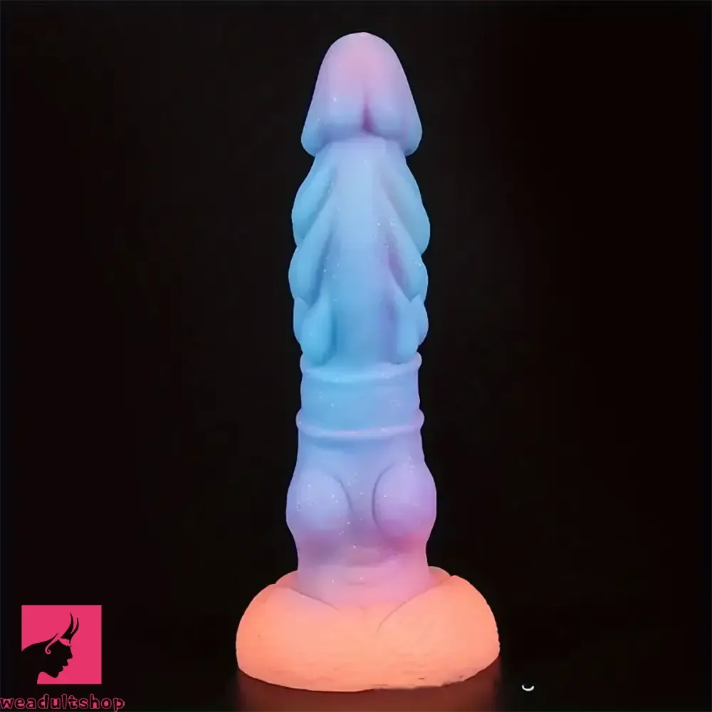 8.66in Mushroom Head Silicone Soft Glowing Luminous Knot Dildo