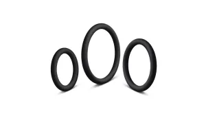 Black Cock Ring Set Liquid Silicone