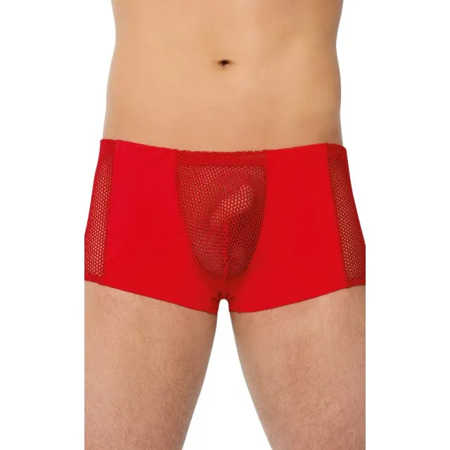 Boxeri sexy SOFTLINE Shorts 4515. lenjerie erotică pentru bărbați cu secțiune frontală din plasă. culoare roșu. mărime L