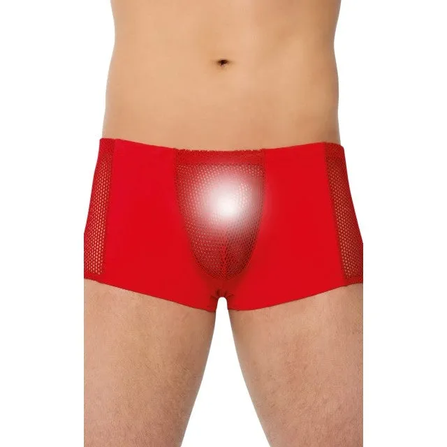 Boxeri sexy SOFTLINE Shorts 4515. lenjerie erotică pentru bărbați cu secțiune frontală din plasă. culoare roșu. mărime L