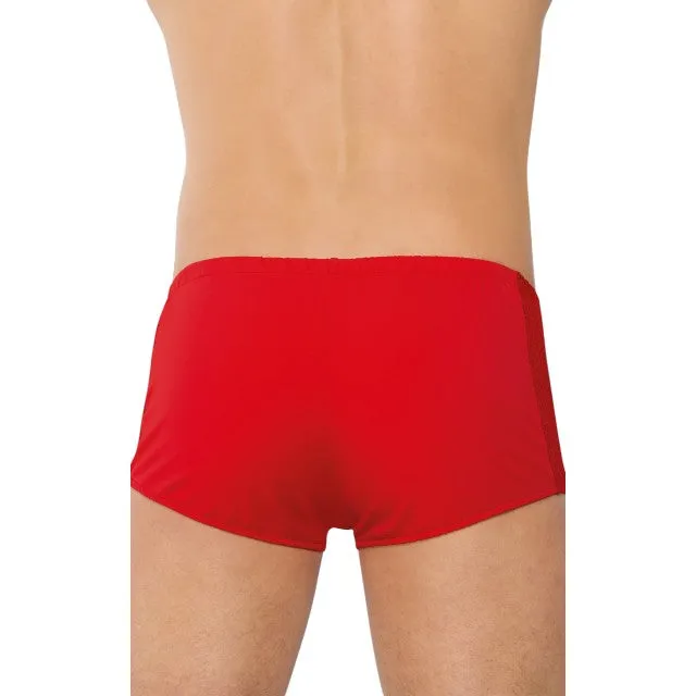 Boxeri sexy SOFTLINE Shorts 4515. lenjerie erotică pentru bărbați cu secțiune frontală din plasă. culoare roșu. mărime L