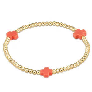 Bracelet Signature Cross Coral 2mm Beaded