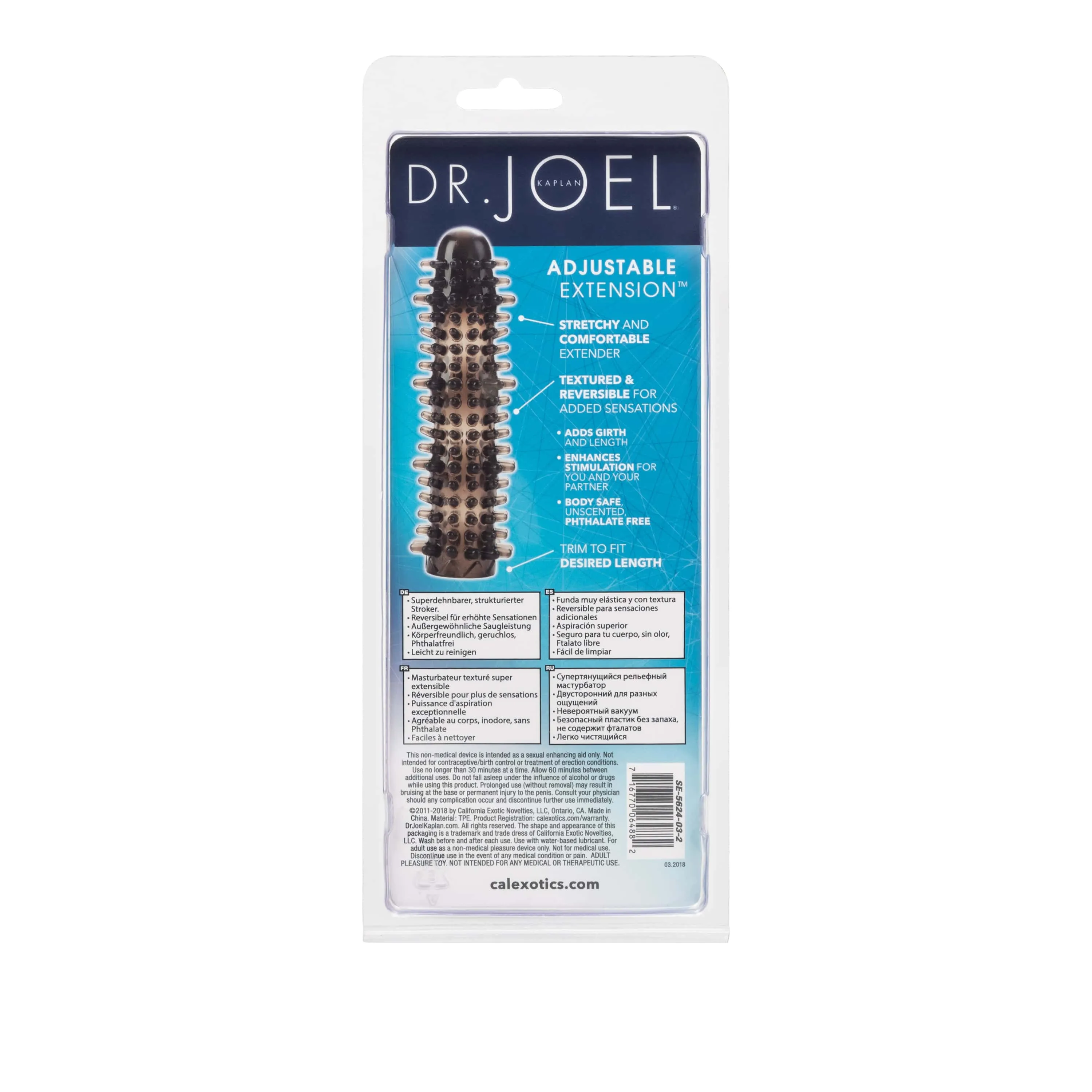 California Exotics - Dr Joel Kaplan Adjustable Extension Added Girth Cock Sleeve (Smoke)