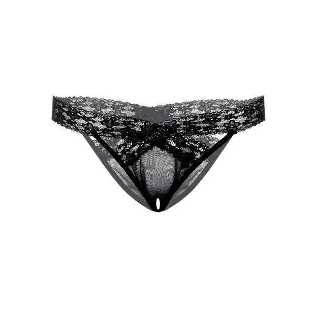 Chilot sexy DARING INTIMATES Alessandra Crotchless Panty. design încrucișat cu dantelă și plasă. negru. mărime S/M. model 76014