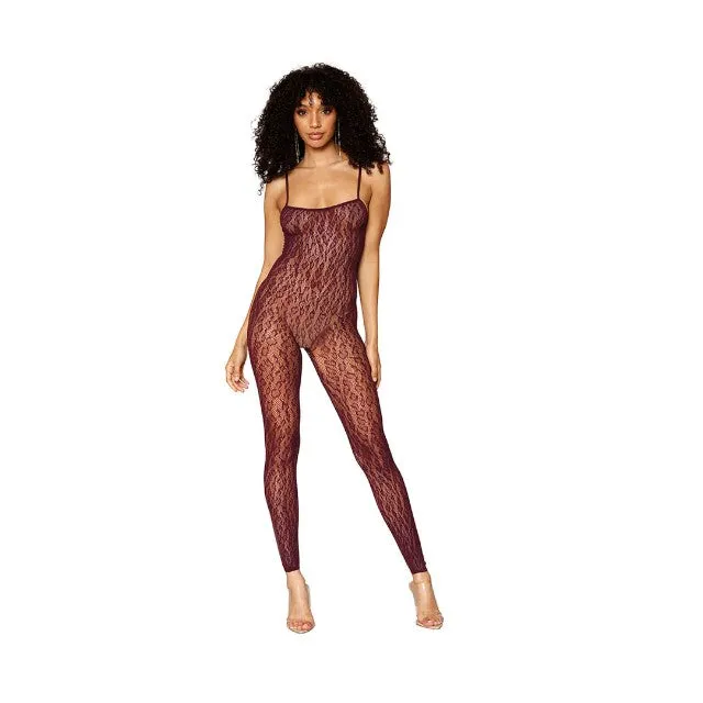 Costum erotic DREAMGIRL Catsuit Bodystocking. cu mănuși sexy detașabile. din dantelă cu animal print leopard. mărime universală. burgundy