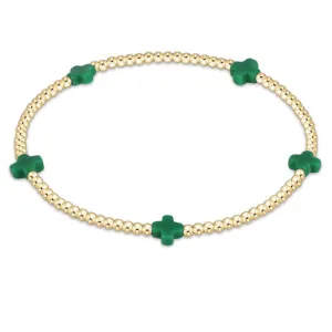 ENewton 2mm Emerald Small Signature Cross Small Gold Bracelet