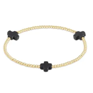 ENewton 2mm Onyx Gold Signature Cross Bracelet