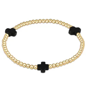 ENewton 3mm Onyx Gold Signature Cross Bracelet