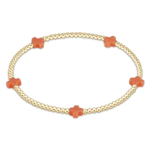 ENewton Coral Signature Cross Small 2mm Gold Bracelet