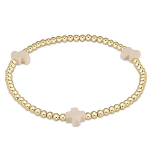 ENewton *eGirl* Off White 3mm Signature Cross Gold Bracelet