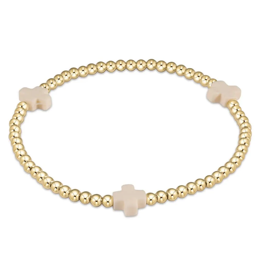 ENewton *eGirl* Off White 3mm Signature Cross Gold Bracelet