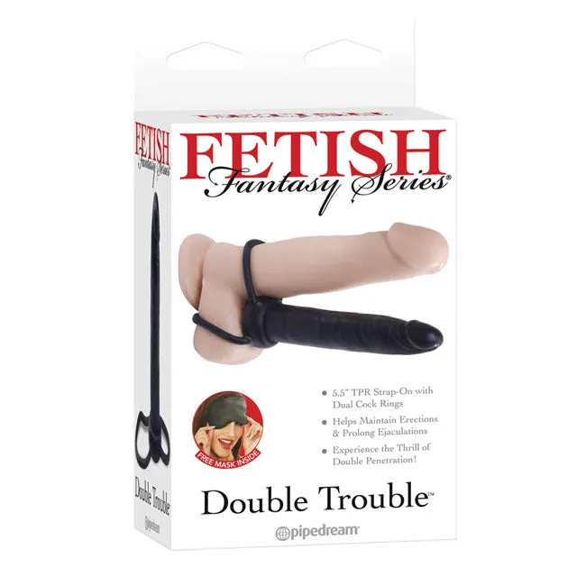 Fetish Fantasy Series Double Trouble Dual Cockring Strap-On With 5.5 in. Dildo Black