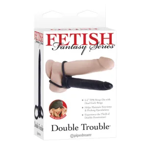 Fetish Fantasy Series Double Trouble Dual Cockring Strap-On With 5.5 in. Dildo Black