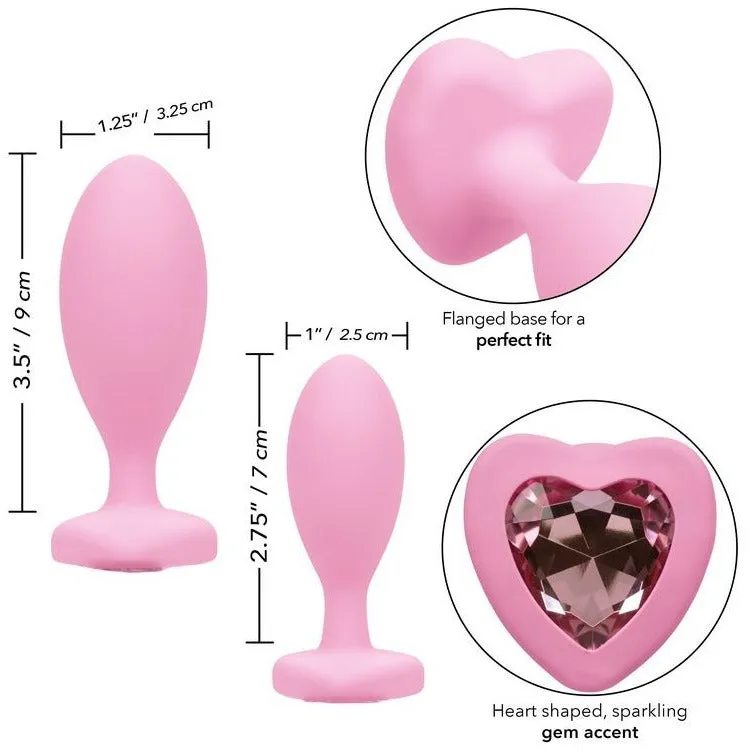 First Time™ Crystal Heart Booty Duo Anal Plugs 2pk by Cal Exotics