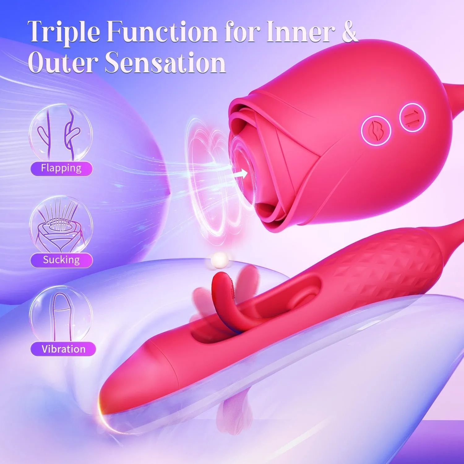 Flick | Upgraded Rose Female Flapping and Sucking Vibrator