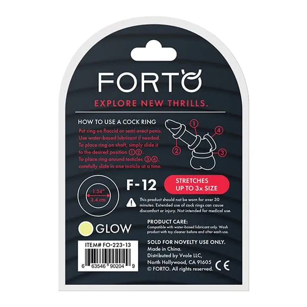 Forto - F 12 Silicone Cock Ring Glow in the Dark (Yellow)