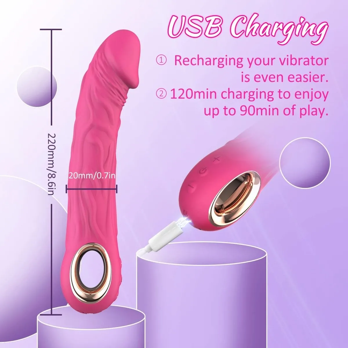 G Spot Vibrator Dildo with 10 Powerful Vibration Mode Clitoris Anal Stimulator