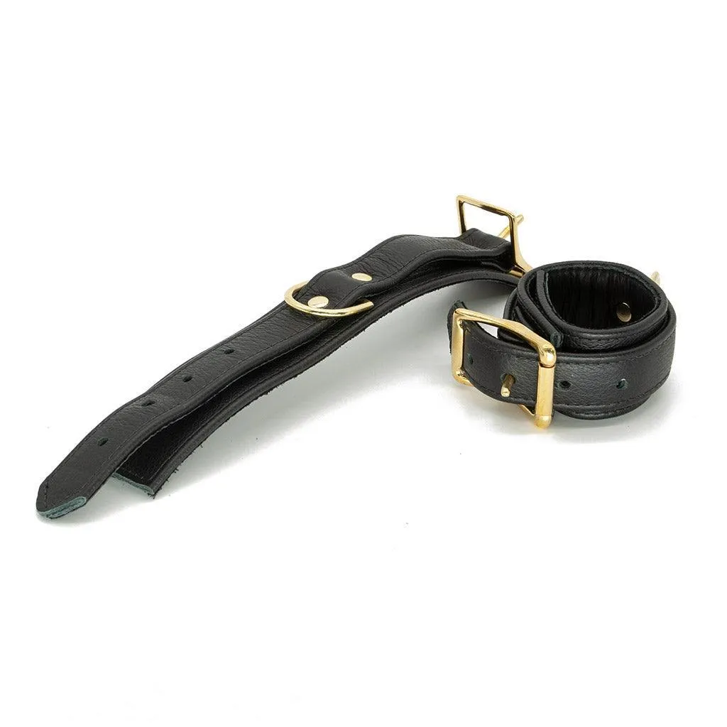 Garment Leather Wrist Cuffs with Brass Gold Hardware
