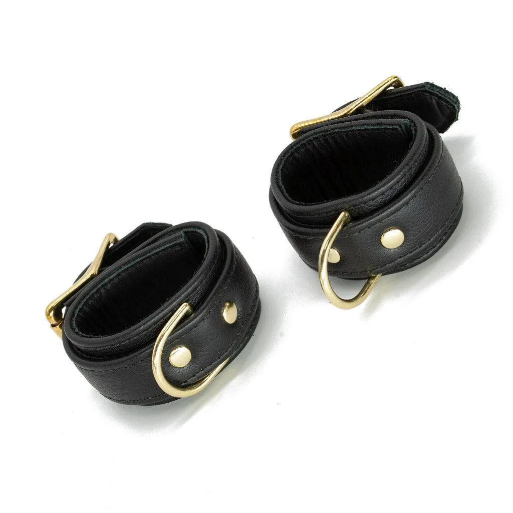 Garment Leather Wrist Cuffs with Brass Gold Hardware