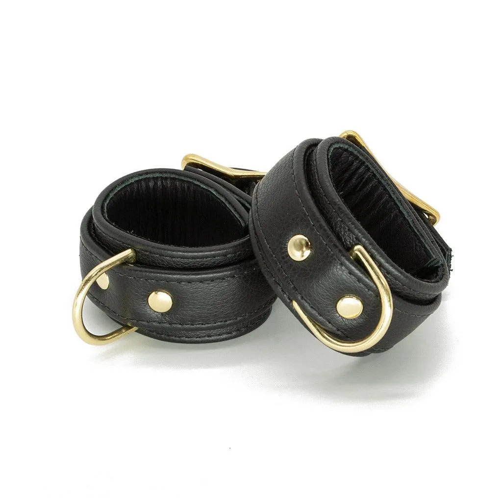 Garment Leather Wrist Cuffs with Brass Gold Hardware