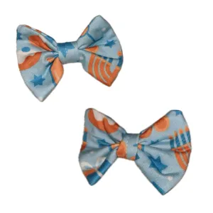 Happy Hanukkah Fabric Hair Bow 2pc Set