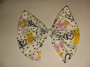 Hearts & Llamas Fabric Hair Bow *