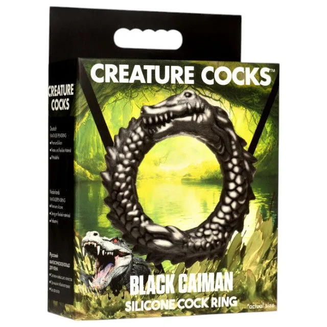 Inel pentru penis CREATURE COCKS Black Caiman. în formă de aligator. pentru jocuri de fantezie. din silicon. diametru 4 cm. negru