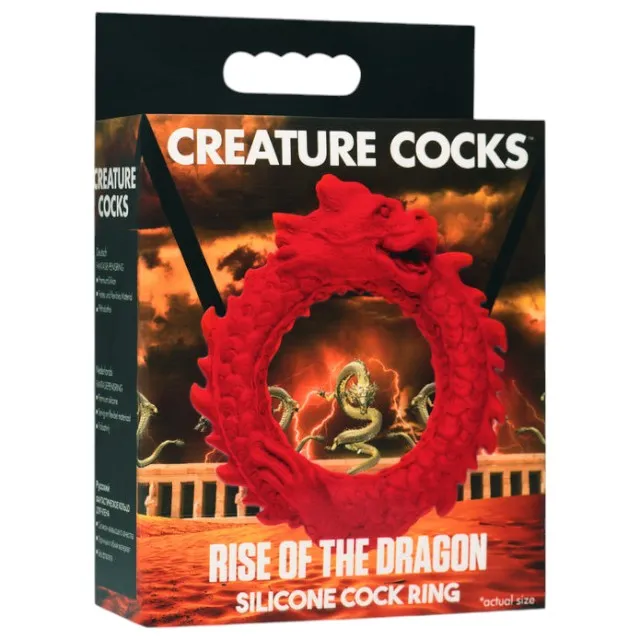 Inel pentru penis CREATURE COCKS Rise of the Dragon. pentru jocuri de fantezie. din silicon flexibil. diametru 4 cm. roșu