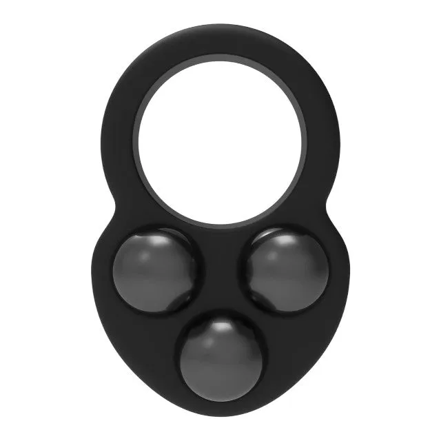 Inel pentru penis DREAMTOYS RAMROD Cockring Triple Weight. cu 3 bile de oțel detașabile. lungime 7.5 cm. din silicon. negru