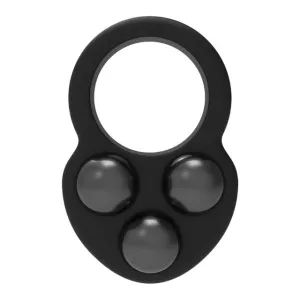 Inel pentru penis DREAMTOYS RAMROD Cockring Triple Weight. cu 3 bile de oțel detașabile. lungime 7.5 cm. din silicon. negru