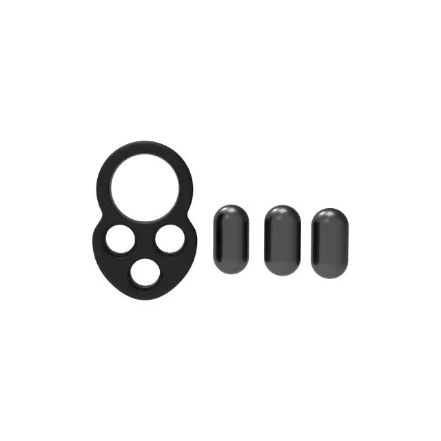 Inel pentru penis DREAMTOYS RAMROD Cockring Triple Weight. cu 3 bile de oțel detașabile. lungime 7.5 cm. din silicon. negru