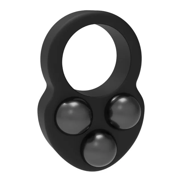 Inel pentru penis DREAMTOYS RAMROD Cockring Triple Weight. cu 3 bile de oțel detașabile. lungime 7.5 cm. din silicon. negru