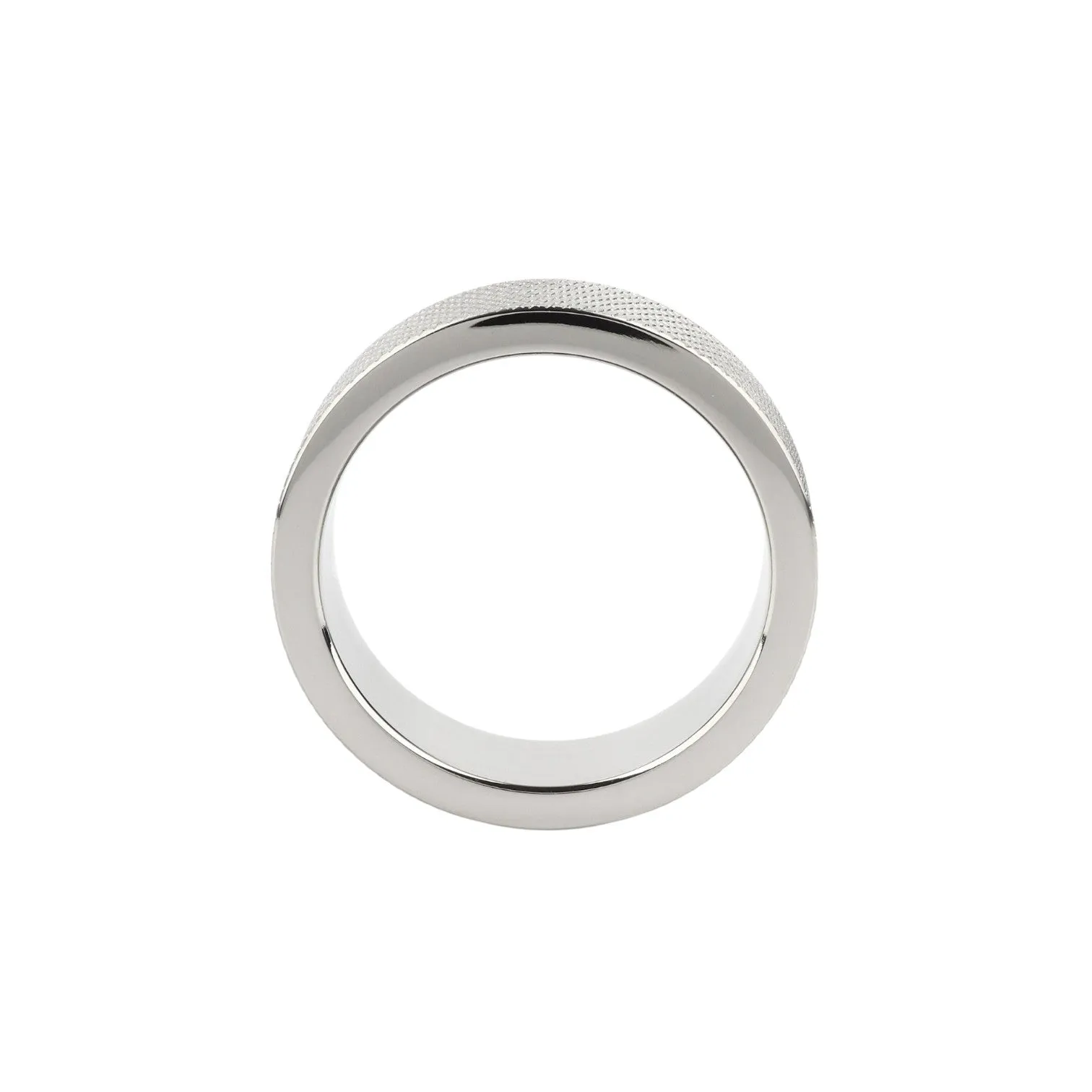Inel pentru penis MR. STEEL CrissCross C-Ring. cu design geometric. din oțel inoxidabil. diametru 4.5 cm (mic). argintiu