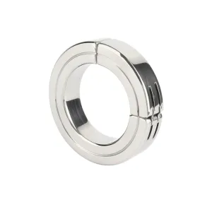 Inel pentru penis MR. STEEL Hinged Magnetic Cockring. din oțel inoxidabil. cu balama magnetică. diametru 5 cm. argintiu