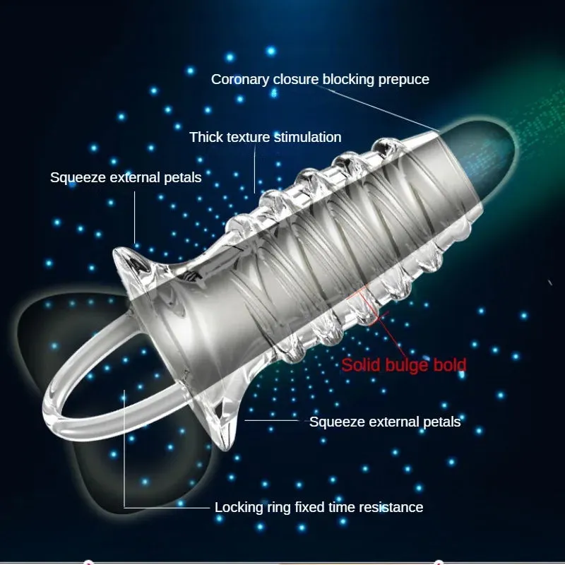 Jelly Cock Sleeve Penis Enlarger - Penis Ring Delay Ejaculation Condom Sex Toy for Men