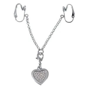 Lanț intim pentru femei ORION Intimate Jewellery. cu pandantiv în formă de inimă cu strasuri. cu cleme de atașare pentru labii. argintiu