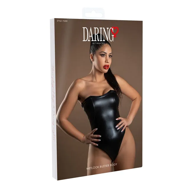 Lenjerie sexy teddy DARING INTIMATES Wetlook Bustier Body. din material lucios. negru. mărime S. model 75350