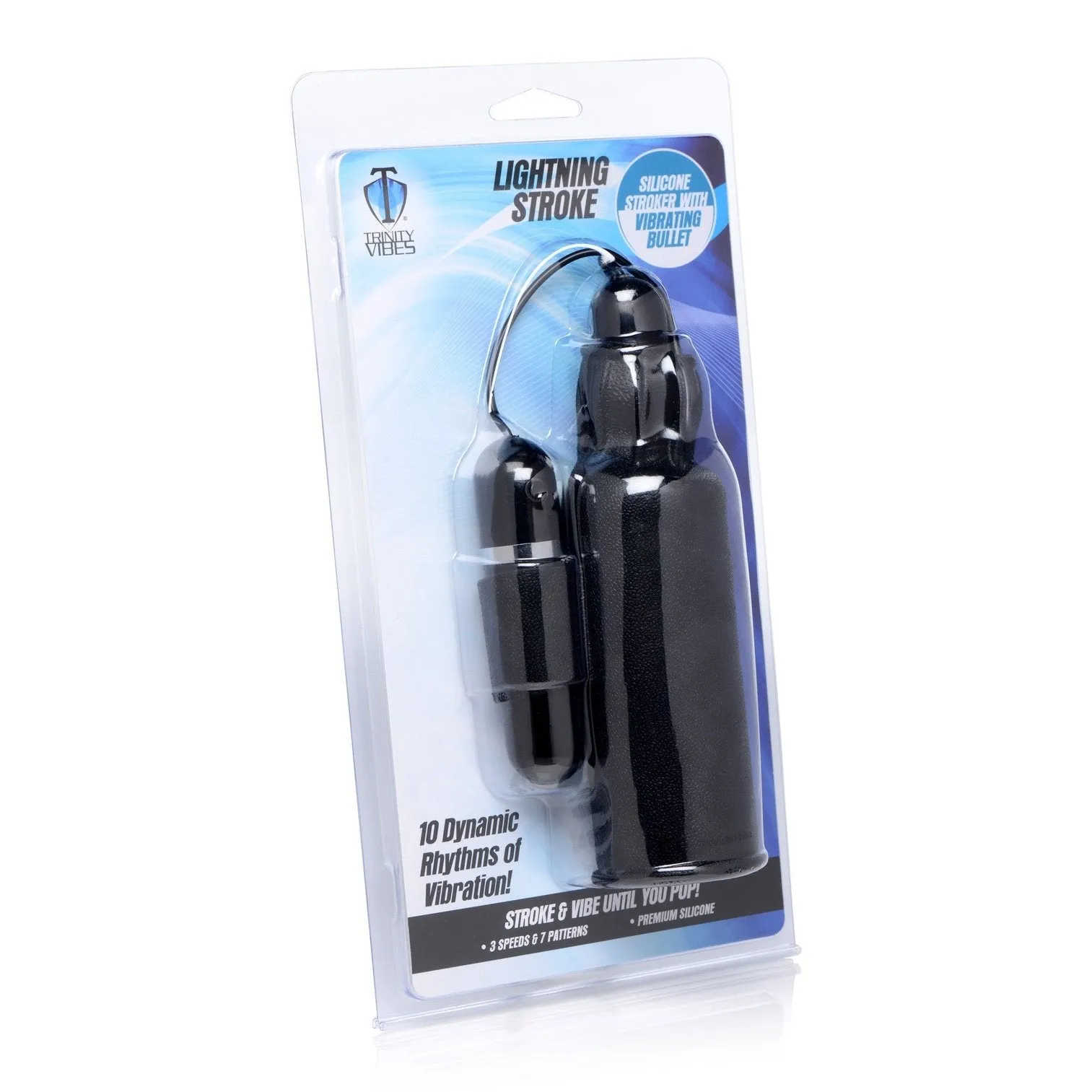 Lightning Stroke Silicone Stroker With Vibrating Bullet