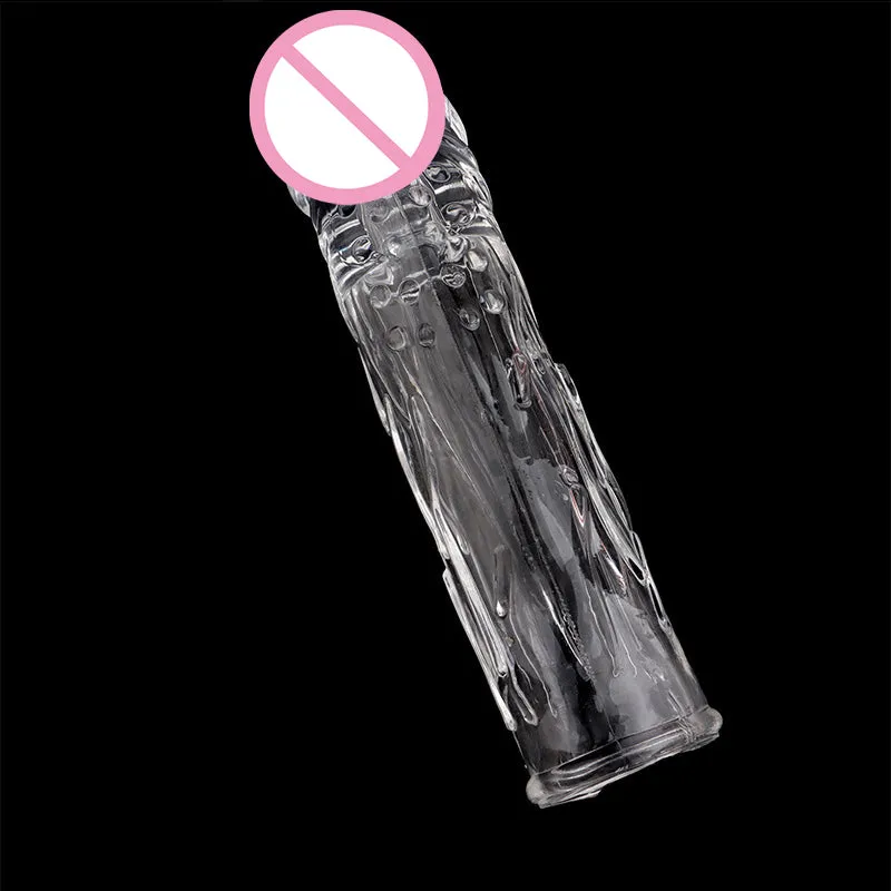 Male Penis Extension Sleeve Reusable Soft Delayed Ejaculation Condoms Penis Extender Cock Enlarger Adults Sex Toys For Men