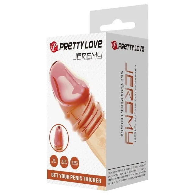 Manșon PRETTY LOVE Jeremy. pentru îngroșarea penisului. întârzierea ejaculării și stimulare. din TPR. culoarea pielii
