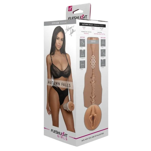 Masturbator manual FLESHLIGHT GIRLS Autumn Falls. canal texturat pentru simulare vaginală realistă. lungime 25 cm. alb