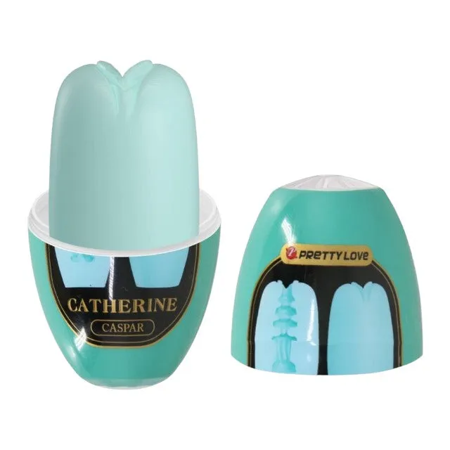 Masturbator PRETTY LOVE Catherine CASPAR. în formă de ou. simulare vaginală realistă. rezistent la apă. 8.5 cm. verde aqua