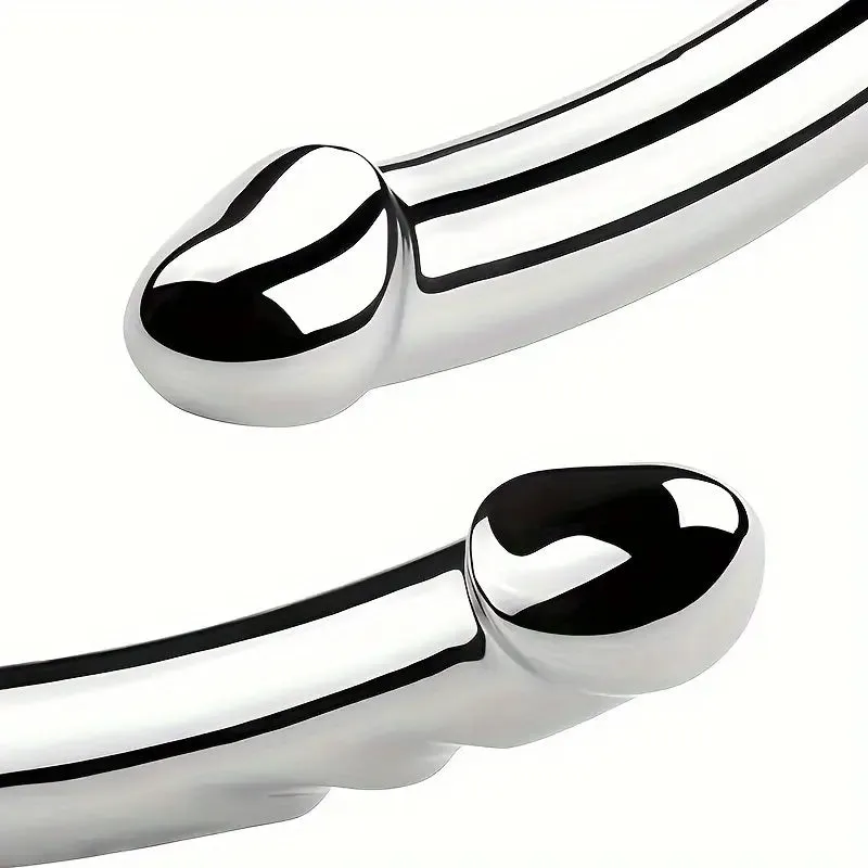 Metal Anal Butt Plug Double Head Dildo Realistic Penis G-spot Stimulator