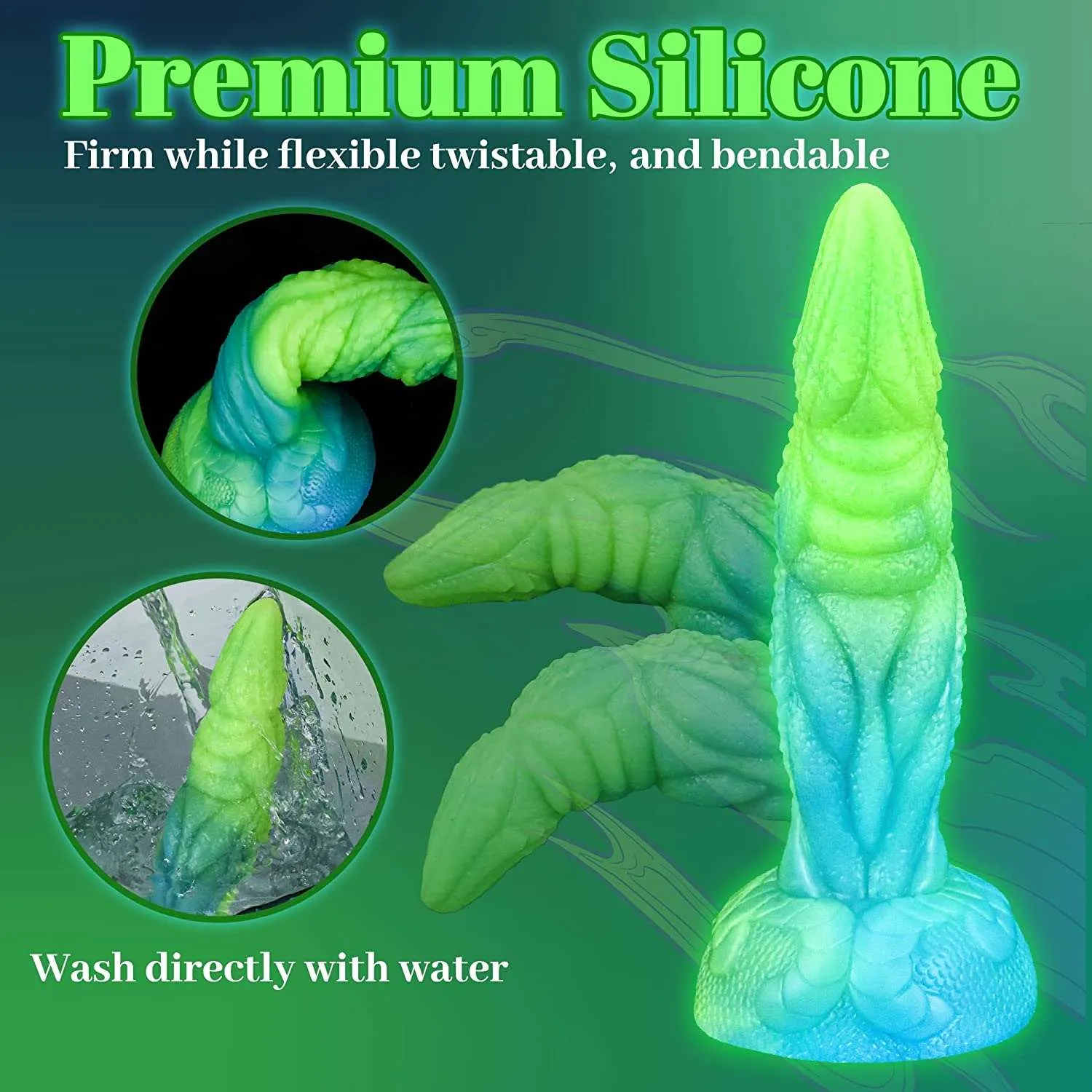 Nightlight Monster Realistic Dildos Series- GLOWS-IN-THE-DARK Huge Dildos. Super Safe and Soft